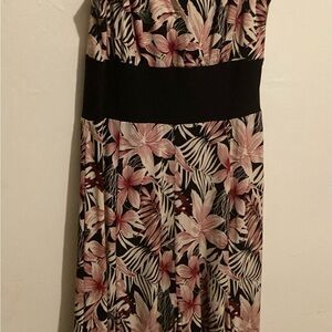 dressbarn Pink and Black Sundress Sleeveless V-neck dress